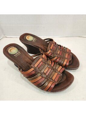 Vintage Earth Spirit Women's The Gelron 2000 Slide Sandals Brown Leather Size 9